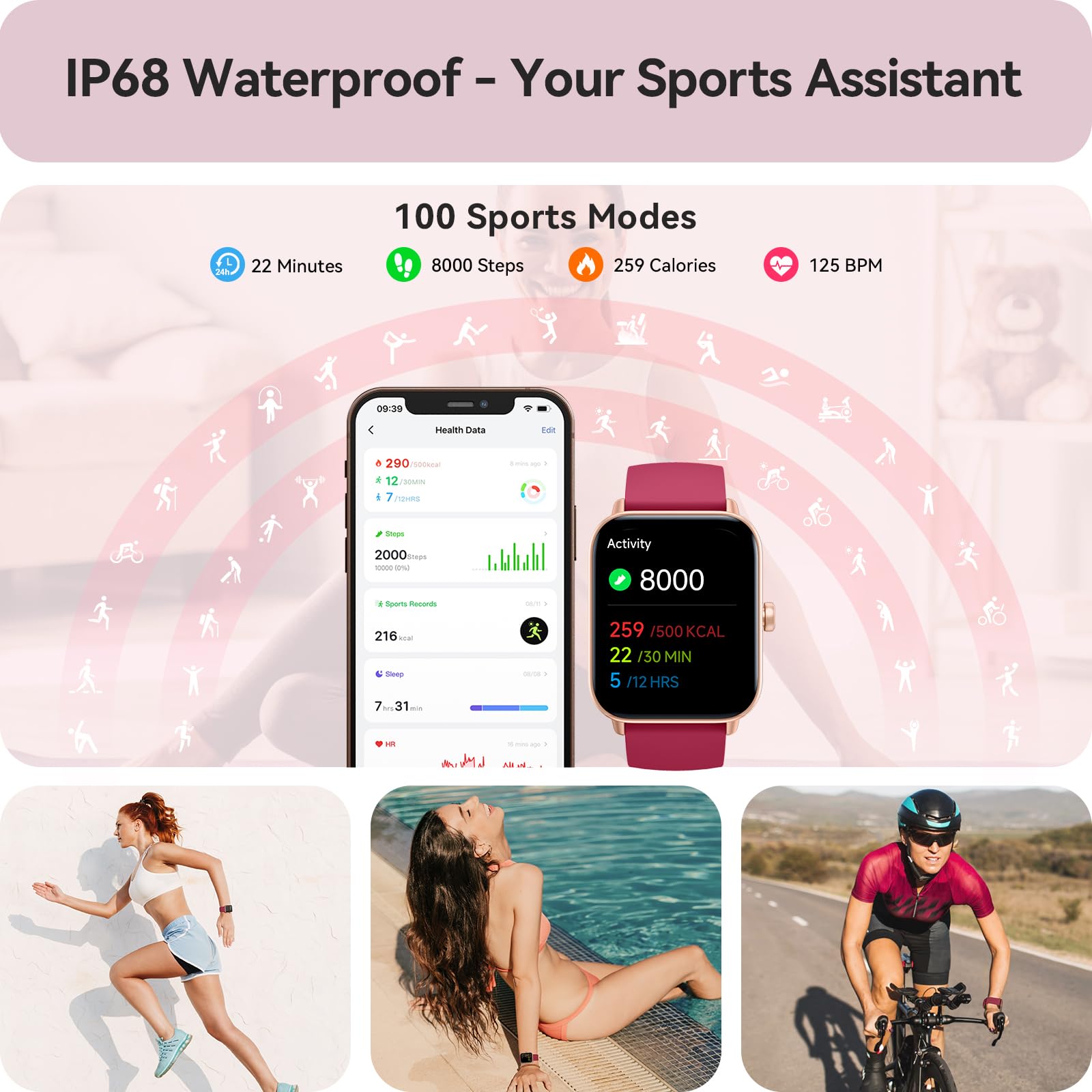 Gydom Smart Watch For Women Android & Iphone, Alexa Built-In, 1.8 '' Smartwatch With Heart Rate/Spo2/Sleep Monitor, Ip68 Waterpr
